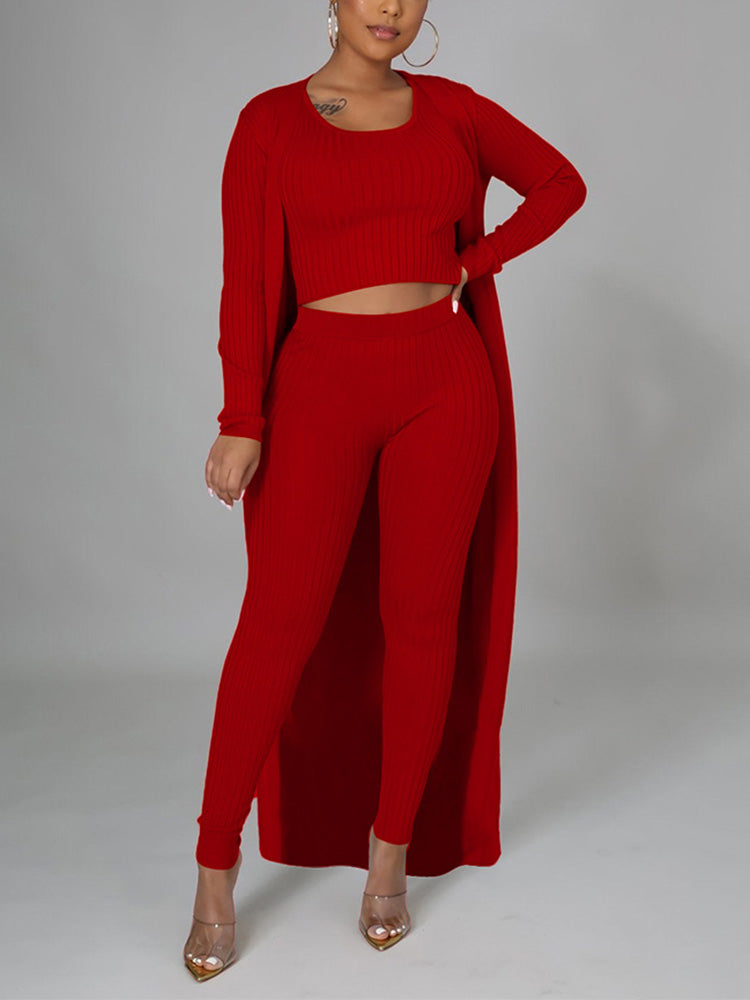 Ribbed 3PC Set Red / M