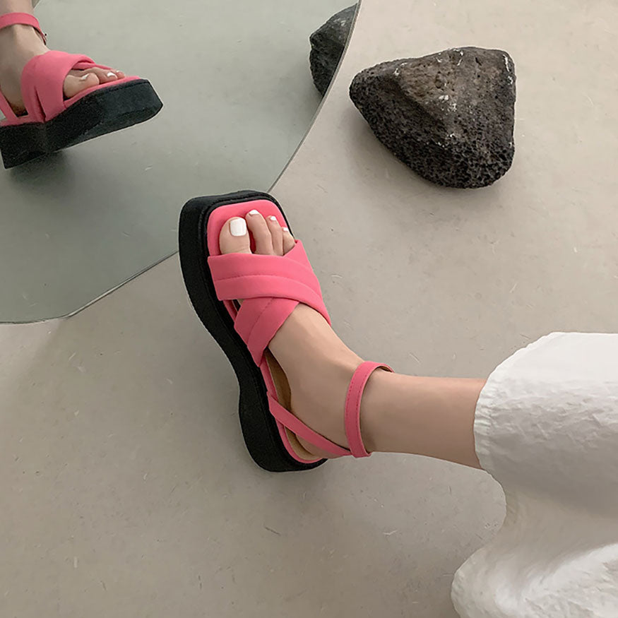 Vintage Cross Sandals Black / EU:37:US Women's 6-6.5