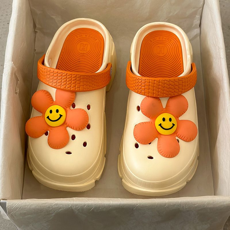 Smile flower Design Garden Clog Black / EU:39-40:US Women's 8-9.5 Men's 5.5-7