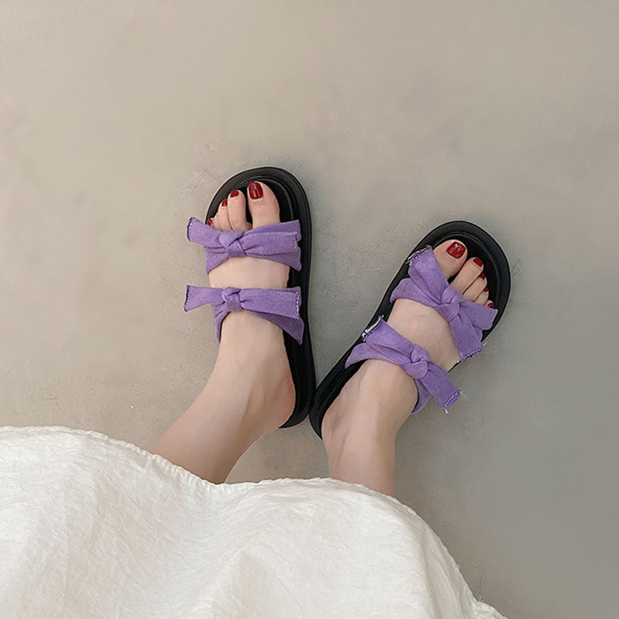Vintage Double Bow Sandals Purple / EU:39:US Women's 8-8.5 Men's 5.5-6