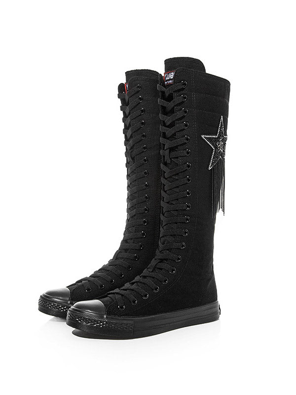 Lace-up Canvas Boots White / 10