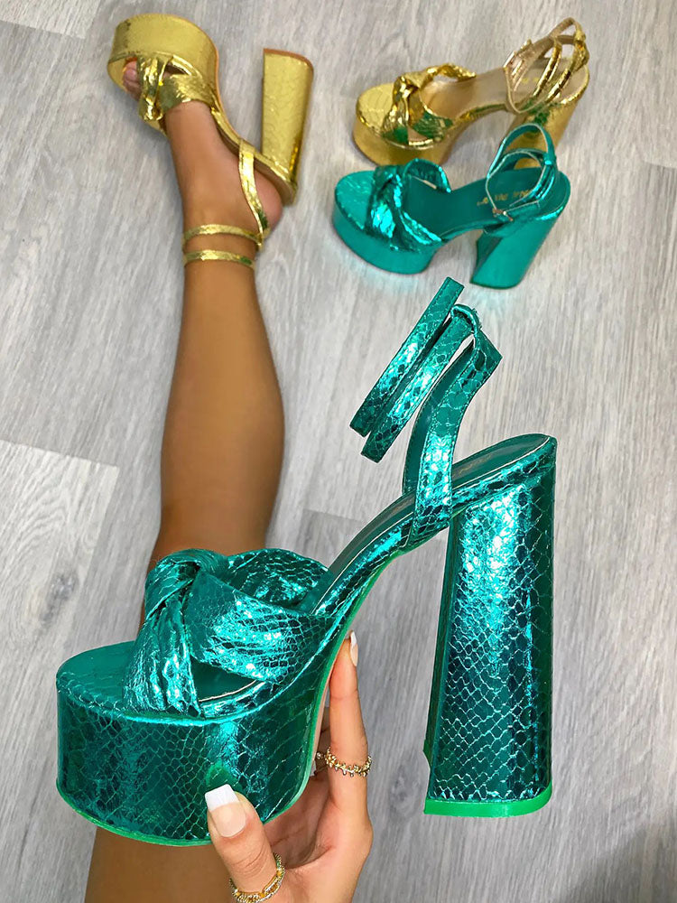 Metallic Platform High Heels Green / 6