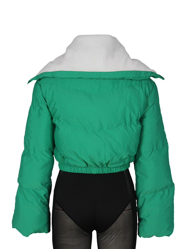 Letter Embroidery Puffer Jacket Orange / L