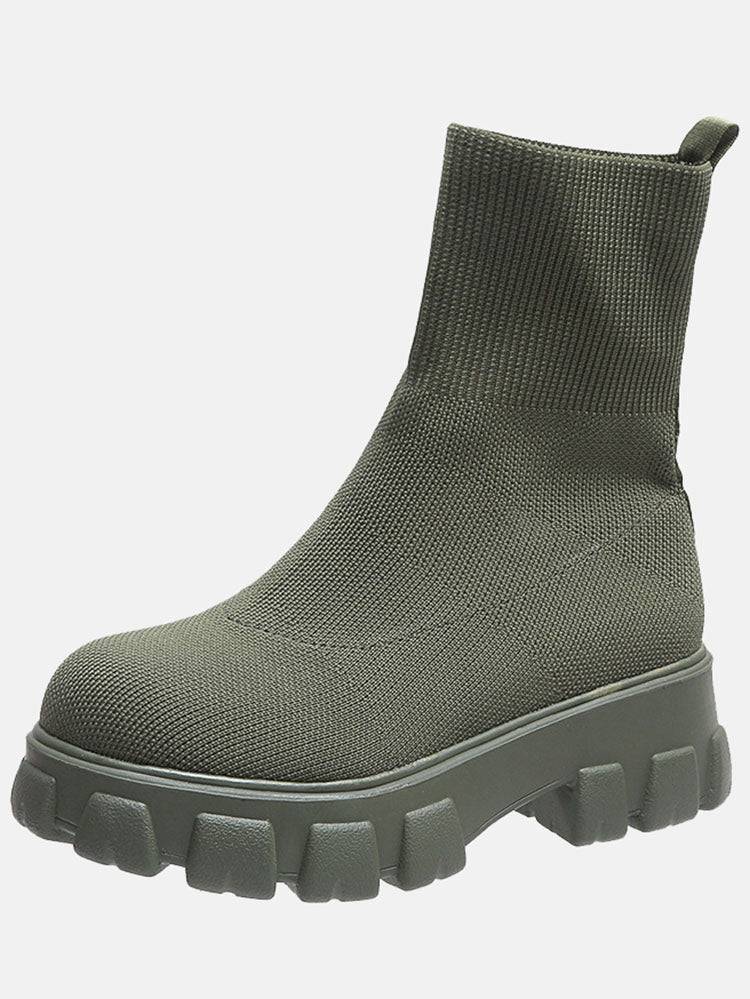 Chunky Sole Socks Boots Coffee / 9/9.5