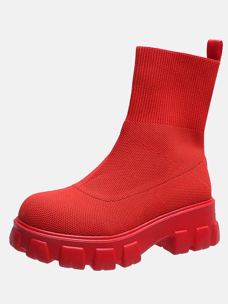 Chunky Sole Socks Boots Black / 6