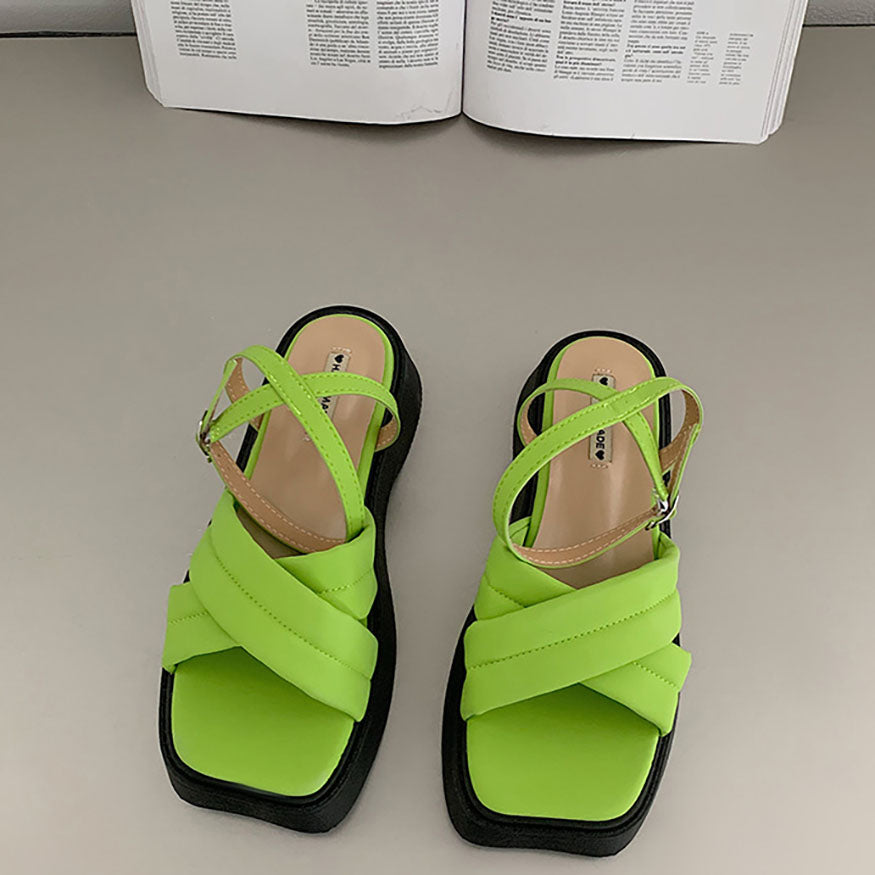 Vintage Cross Sandals Green / EU:36:US Women's 5-5.5