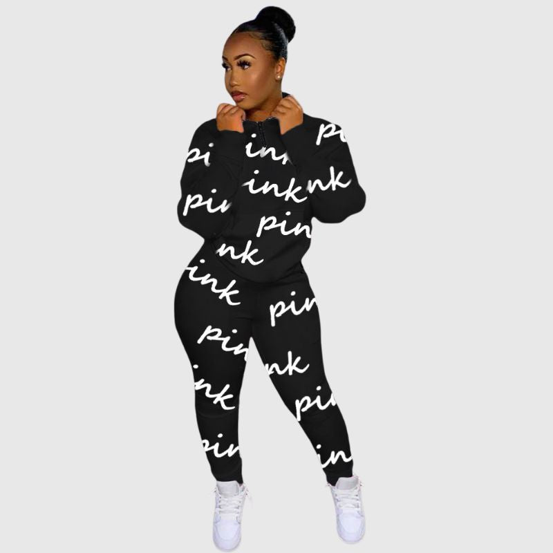 Letter Printed Zipper Set Red / M