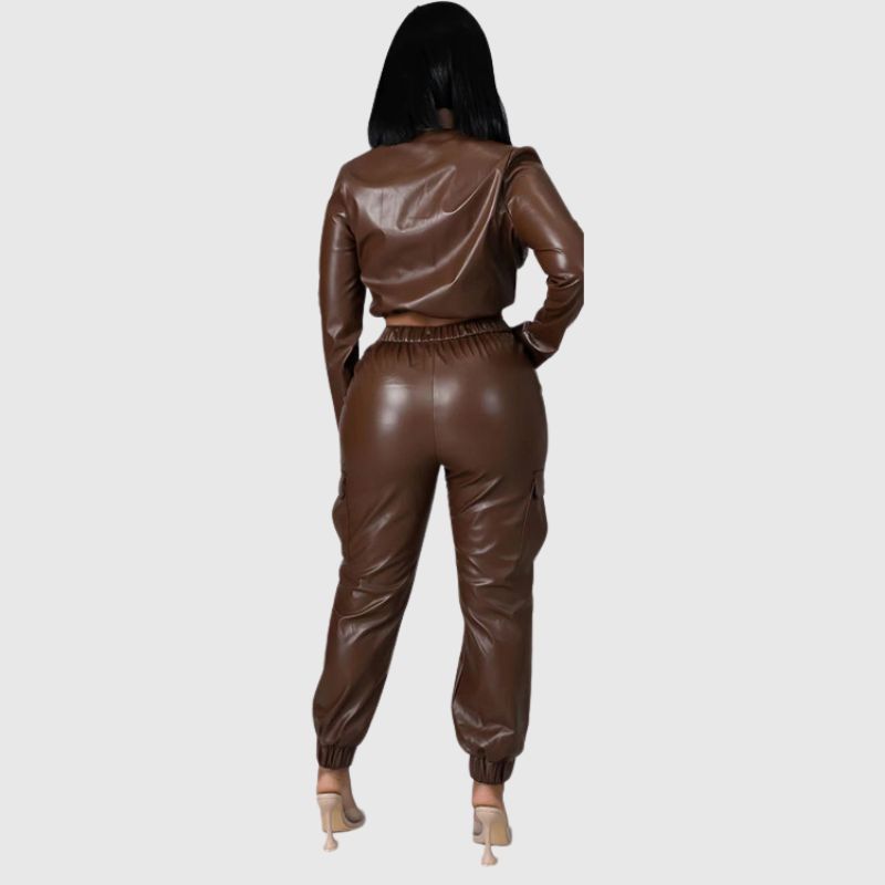 PU Leather Cargo set Black / M
