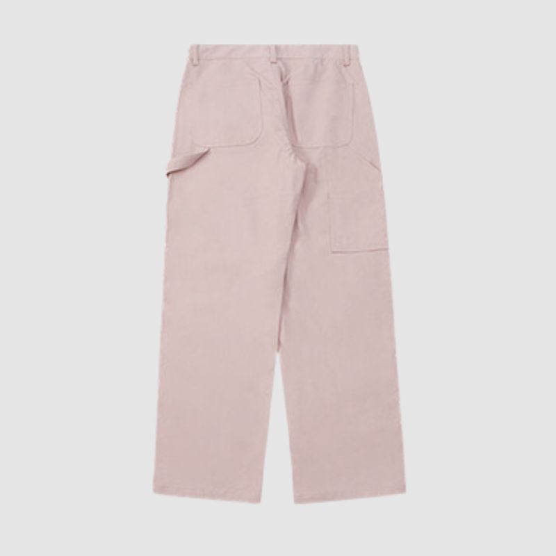 Wide Leg Solid Color Cargo Pants Pink / M