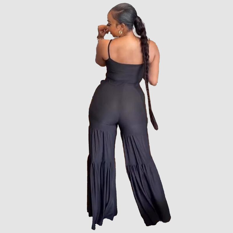 Criss-cross Camisole & Flared Pants Set Black / M