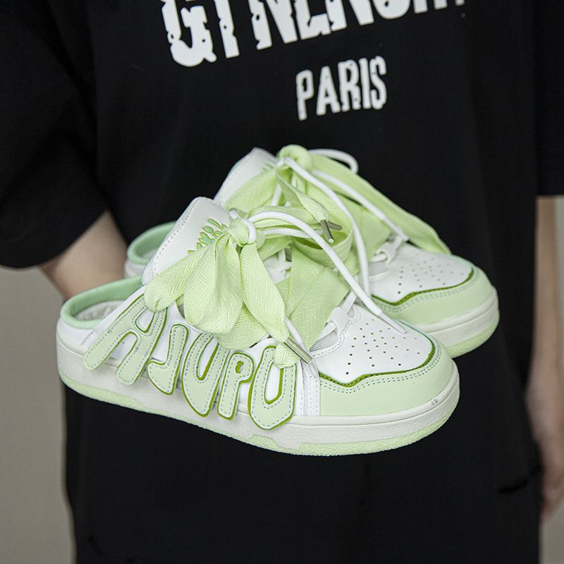 Letter Patchwork Design Slippers Green / EU:37:US Women's 6-6.5