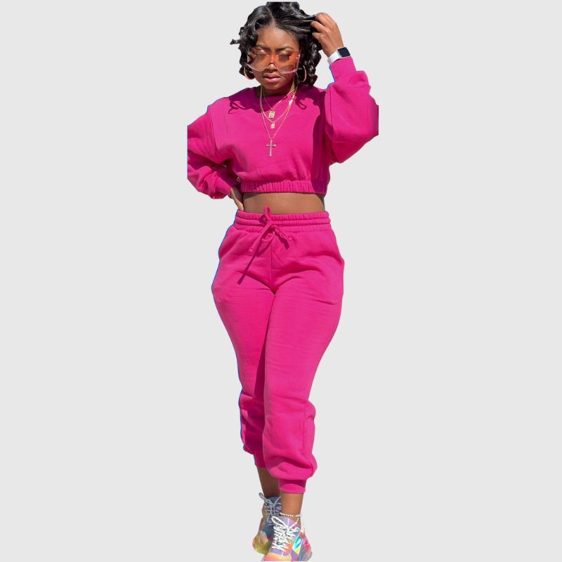 Crew Neck Sweatshirt & Drawstring Pant Set Yellow / M