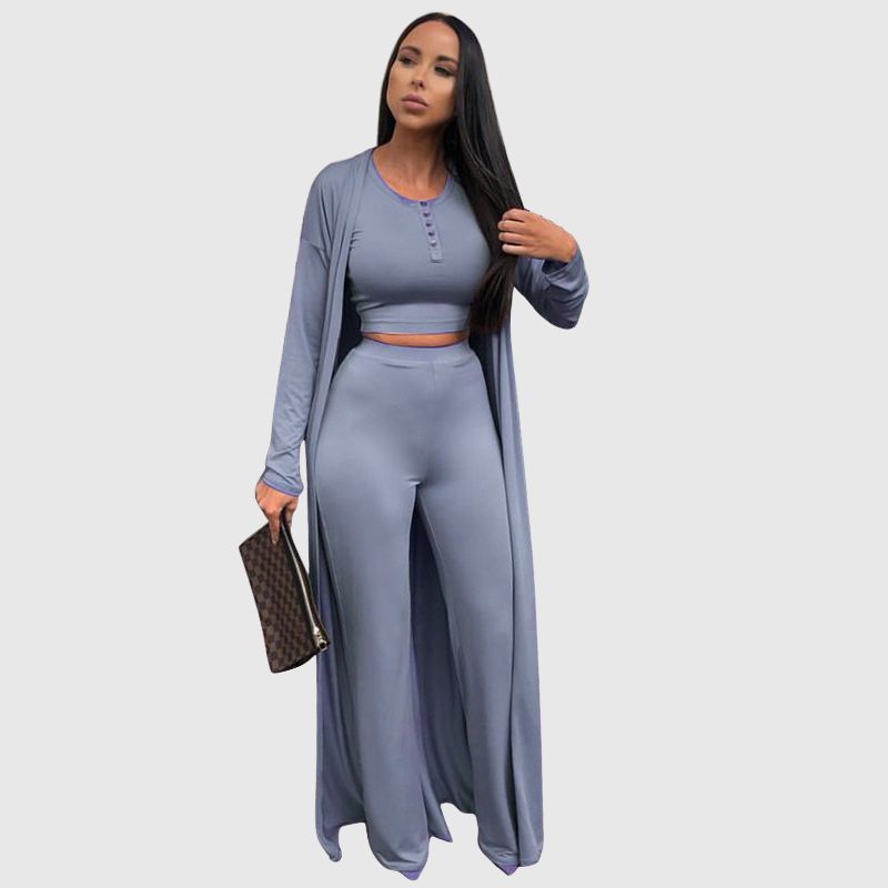 Solid Color Casual Three-Pieces Set Pink / M