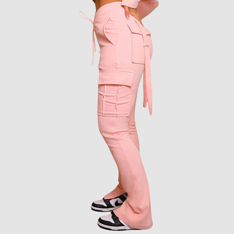 Drawstring Slit Cargo Pant Pink / M