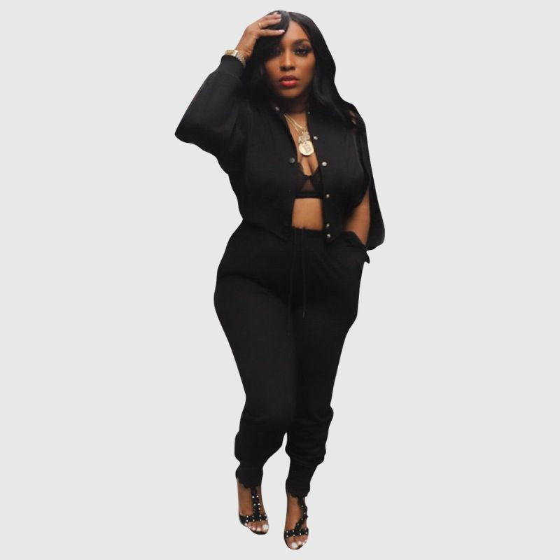 Lapel Hollow Out Top & Drawstring Pant set Green / M