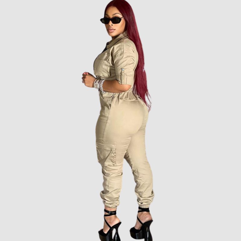 Pocket Patch Cargo Jumpsuits Blue / L
