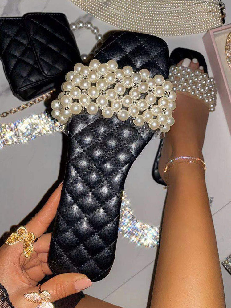Pearl Decor Sandals Black / 10