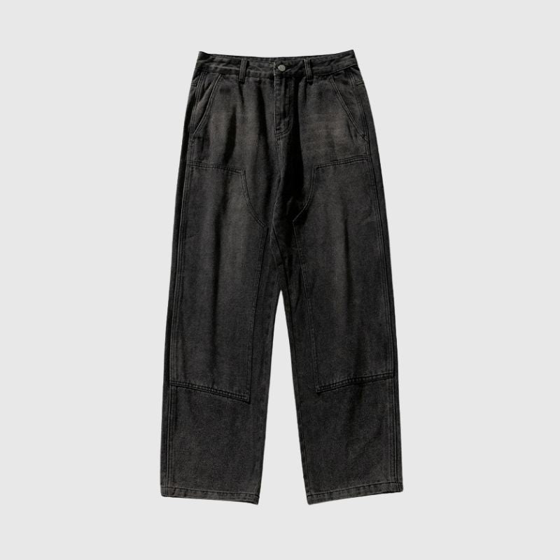 Vintage Washed Casual Denim Jeans Black / XL