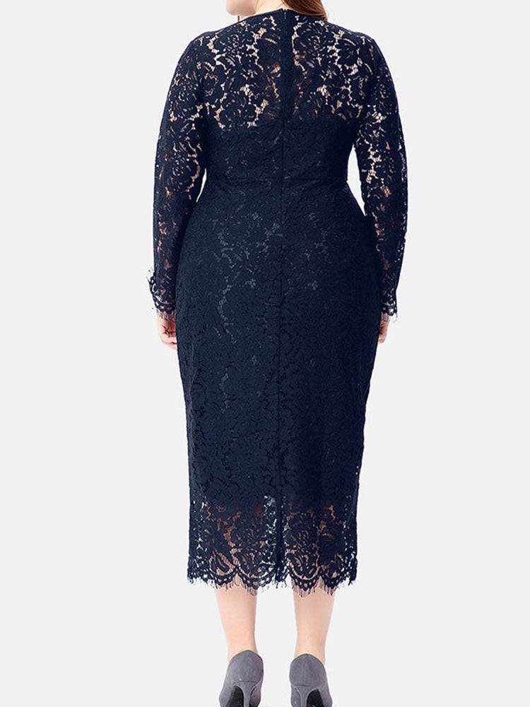 Elegant Lace Maxi Dress White / 3XL