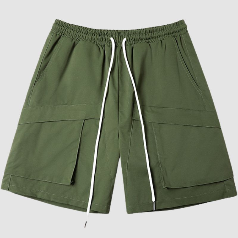 Pocket Patch Drawstring Cargo Shorts Light Green / L