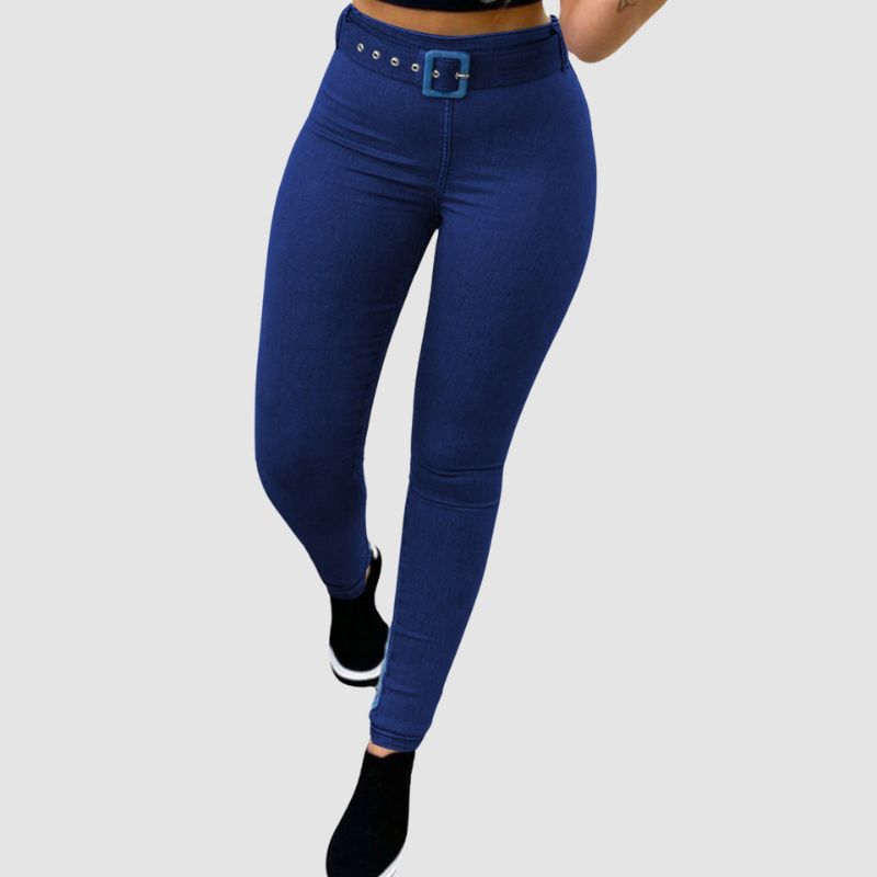 Highly Elasticity Tight Pants Light Blue / M