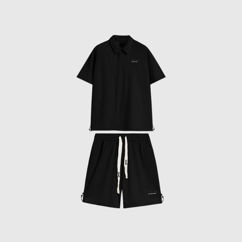 Solid Polo Tee Set Black / M