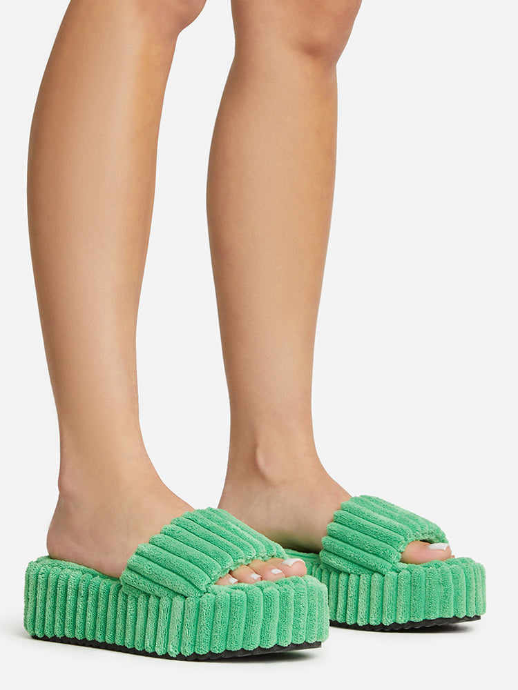 Toweling Platform Slide White / 9/9.5