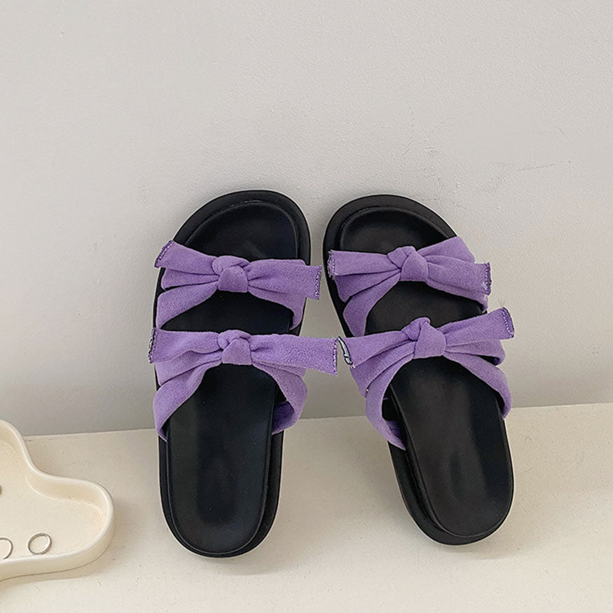Vintage Double Bow Sandals Purple / EU:36:US Women's 5-5.5