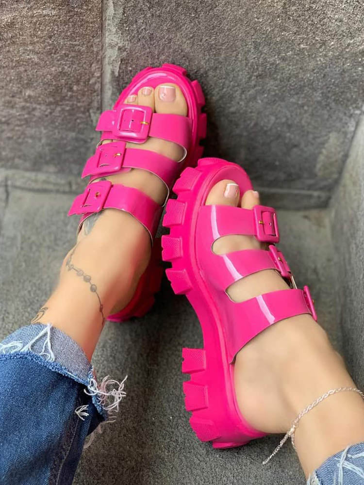 Jelly Chunky Heel Sandals Black / 6