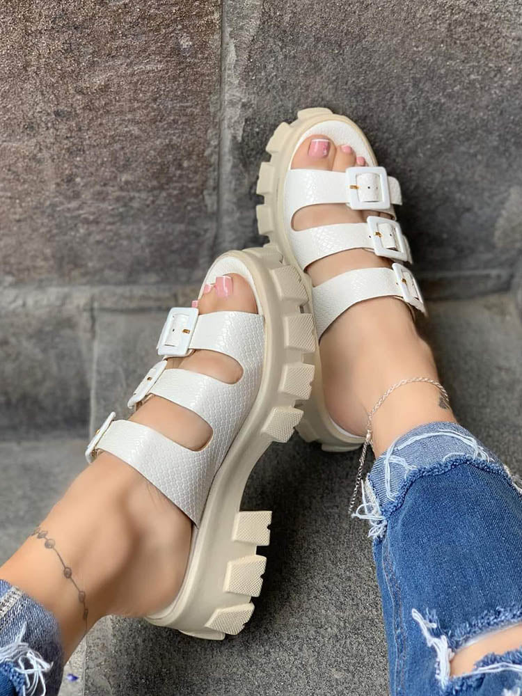 Jelly Chunky Heel Sandals Brown / 6.5/7