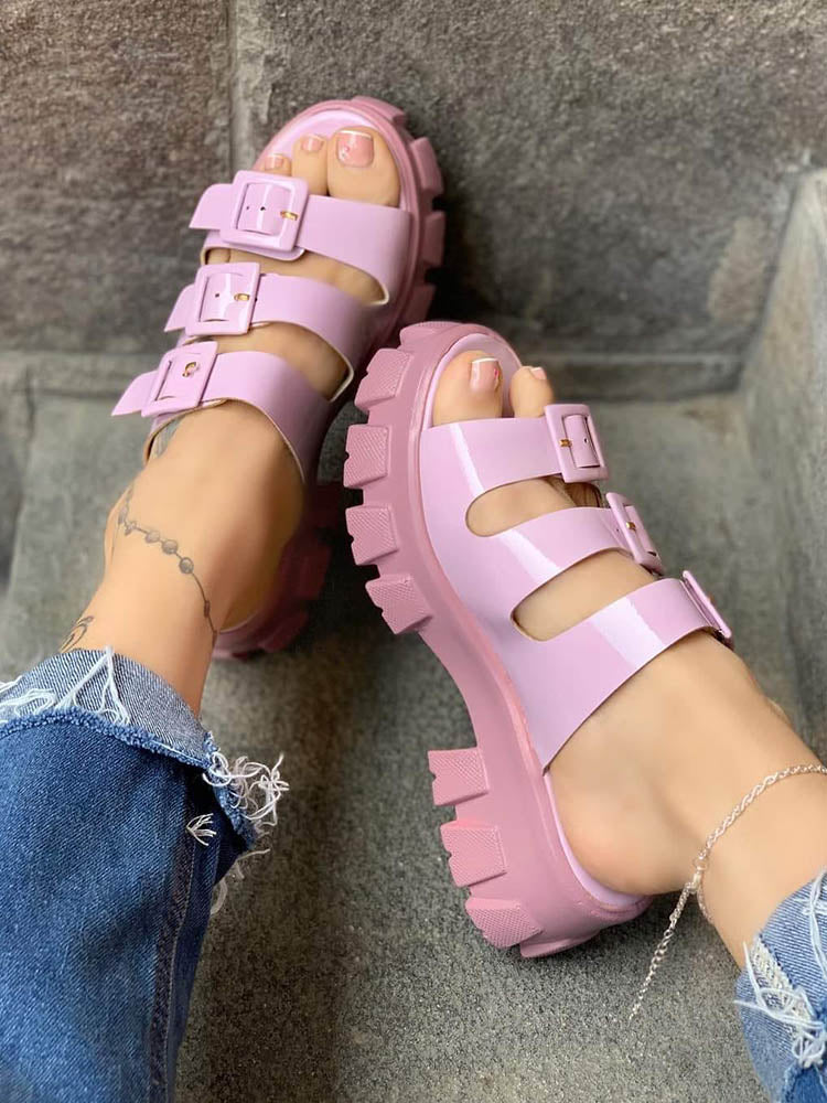 Jelly Chunky Heel Sandals Black / 5/5.5