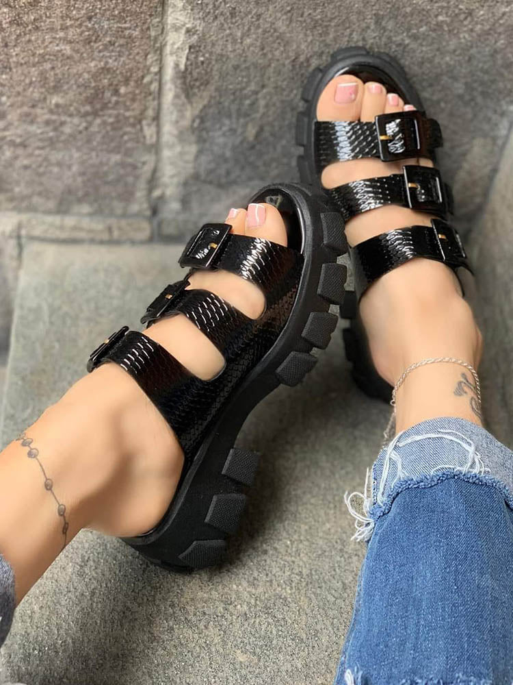 Jelly Chunky Heel Sandals Brown / 6