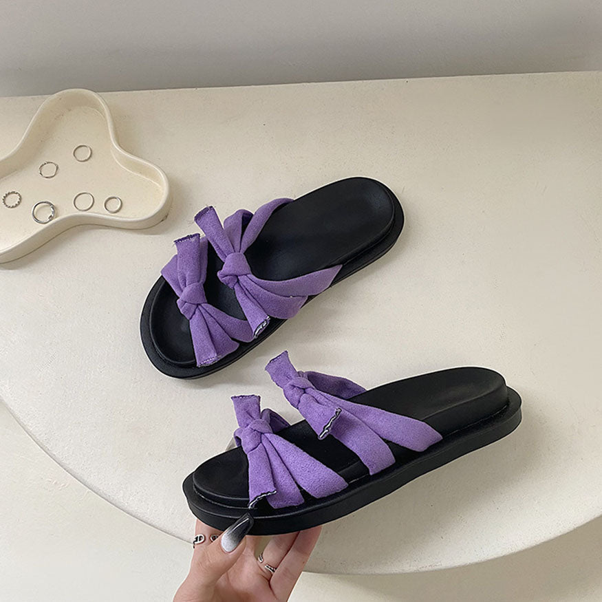 Vintage Double Bow Sandals Purple / EU:37:US Women's 6-6.5