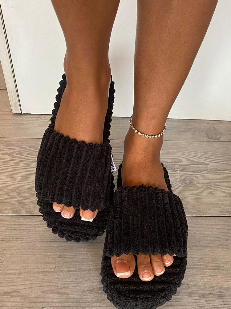 Toweling Platform Slide Khaki / 6.5/7