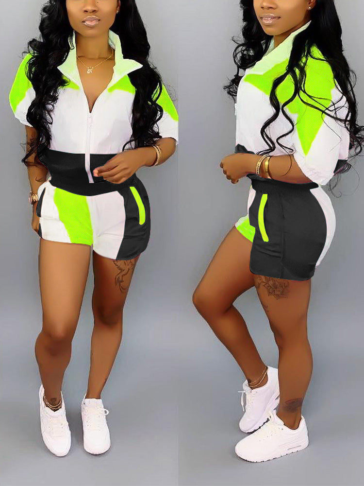 Colorblock Zip Up Tracksuit Rose / 2XL