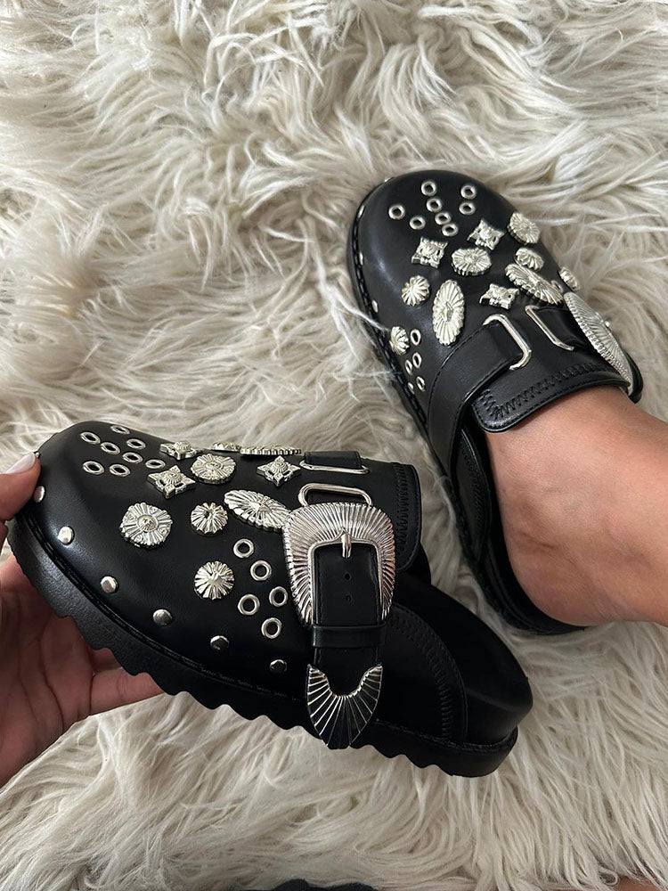 Buckle Slip On Slides Black / 8.5
