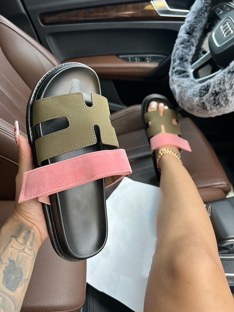 Velcro Strap Flat Sandals Denim / 9/9.5