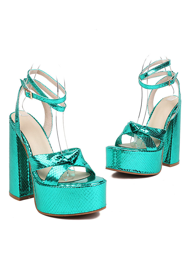 Metallic Platform High Heels Green / 10.5/11
