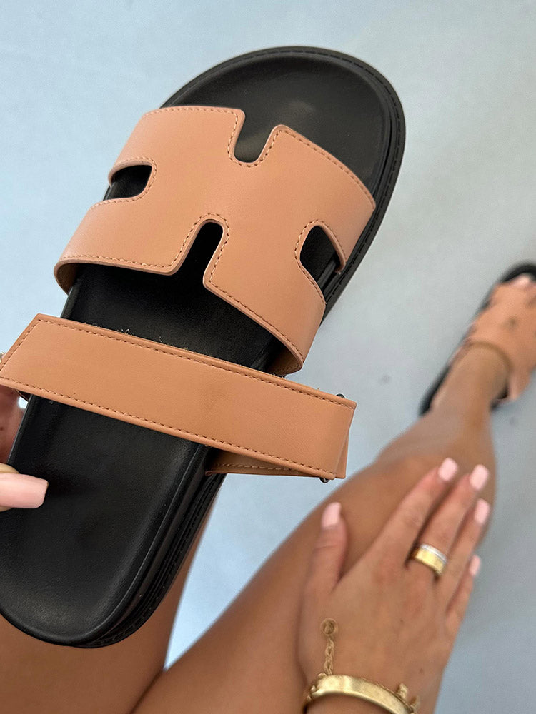 Velcro Strap Flat Sandals Rose / 5/5.5