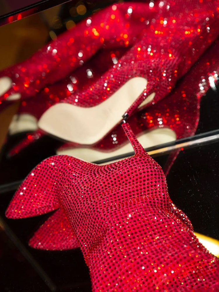 Crystal-Embellished Suede Boots Champagne / 7.5/8