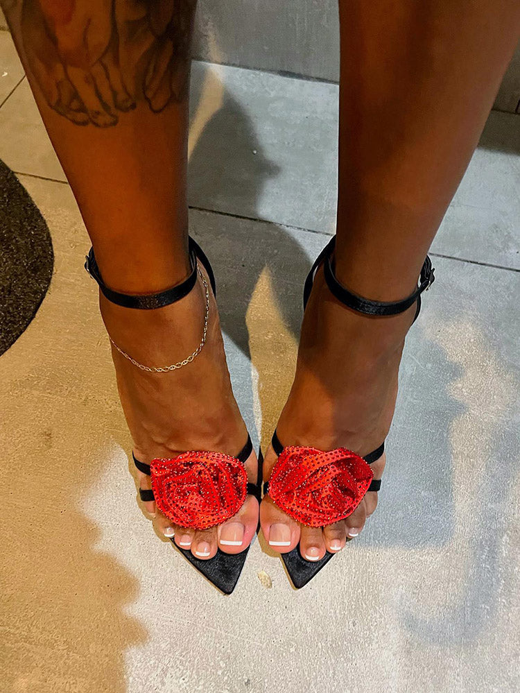 Rhinestone Rose Heels Black / 7.5/8