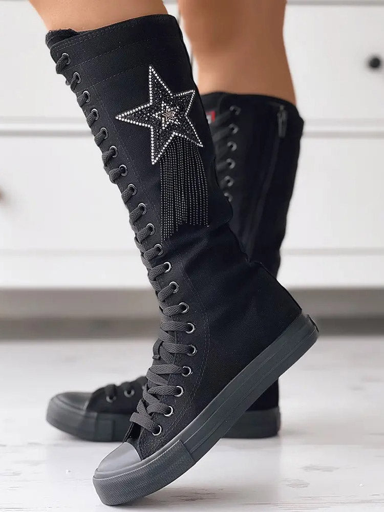 Lace-up Canvas Boots White / 9/9.5