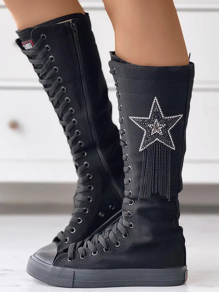 Lace-up Canvas Boots White / 7.5/8