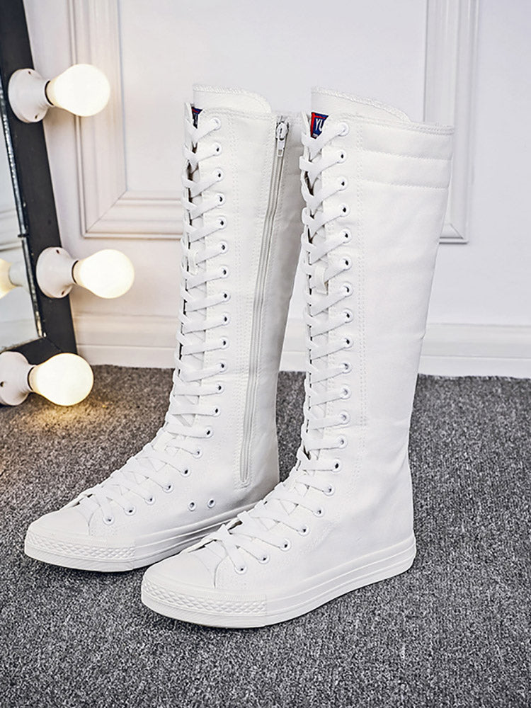 Lace-up Canvas Boots White / 5/5.5