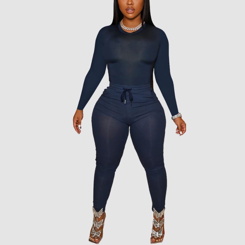 Solid Color Bodycon Two Pices set Khaki / M