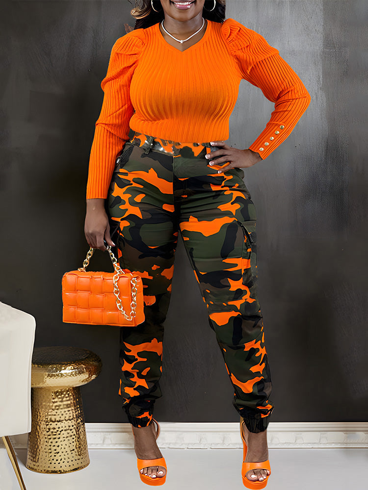 Camo Cargo Joggers Orange / S