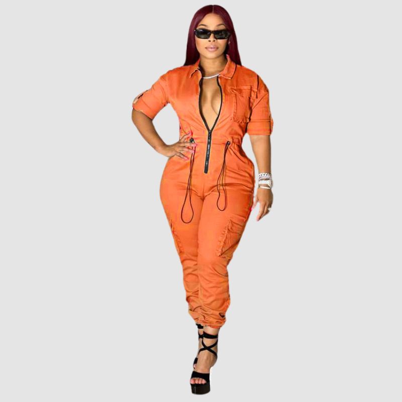 Pocket Patch Cargo Jumpsuits Blue / XL
