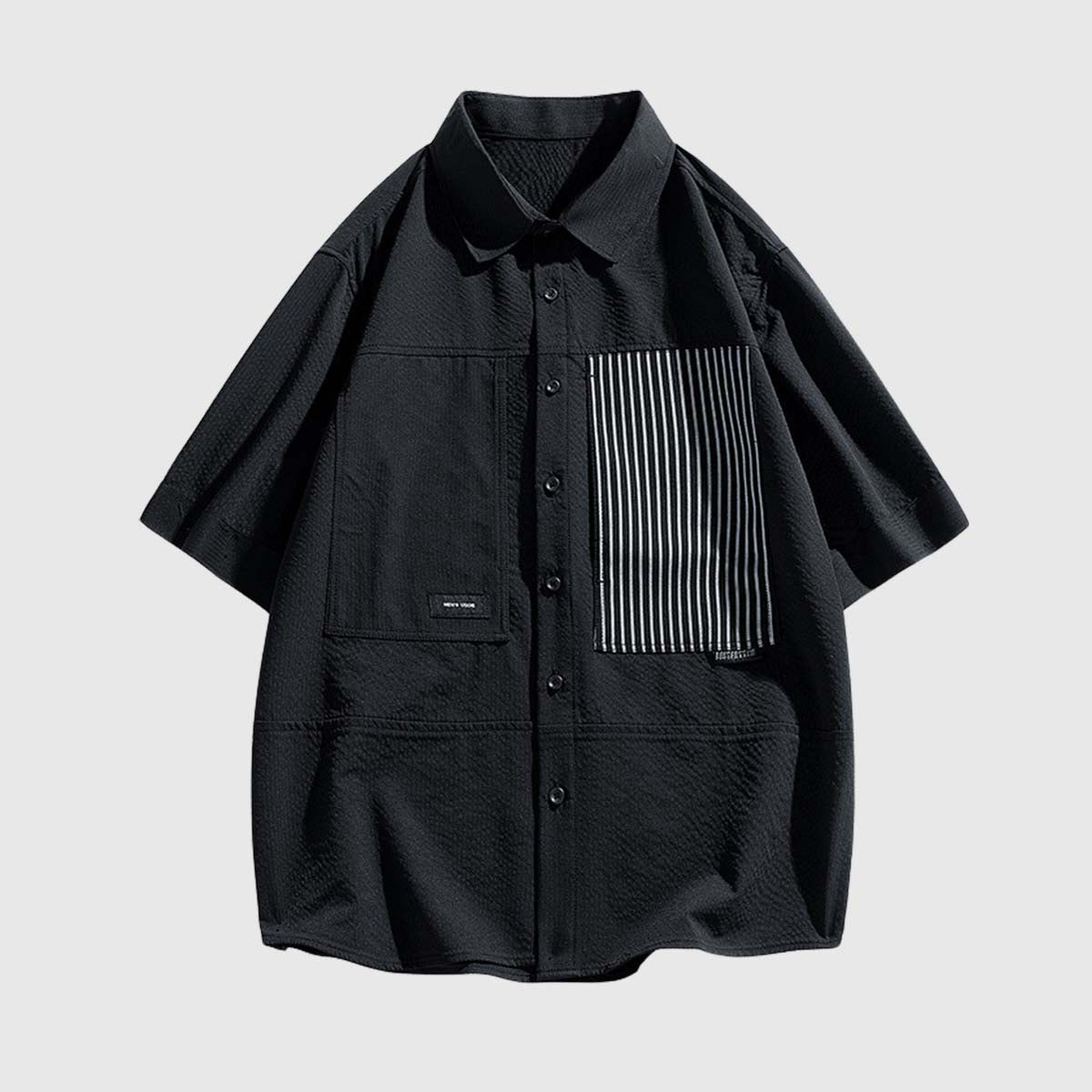 Modern Striped Panel Shirt Black / M