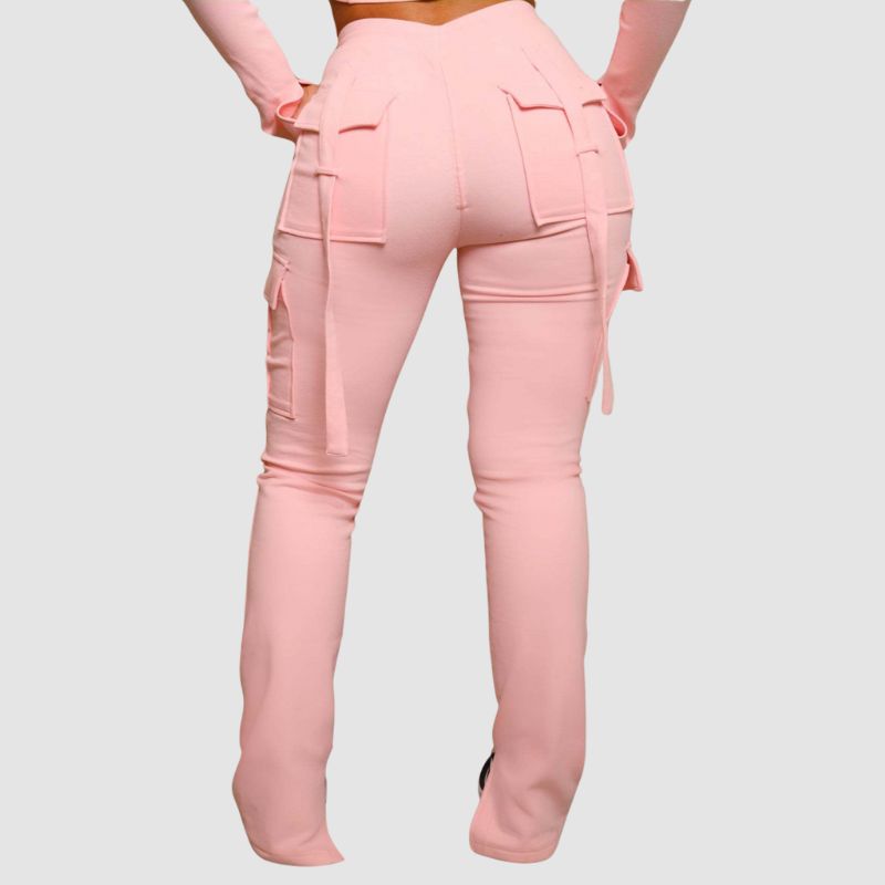 Drawstring Slit Cargo Pant Pink / L