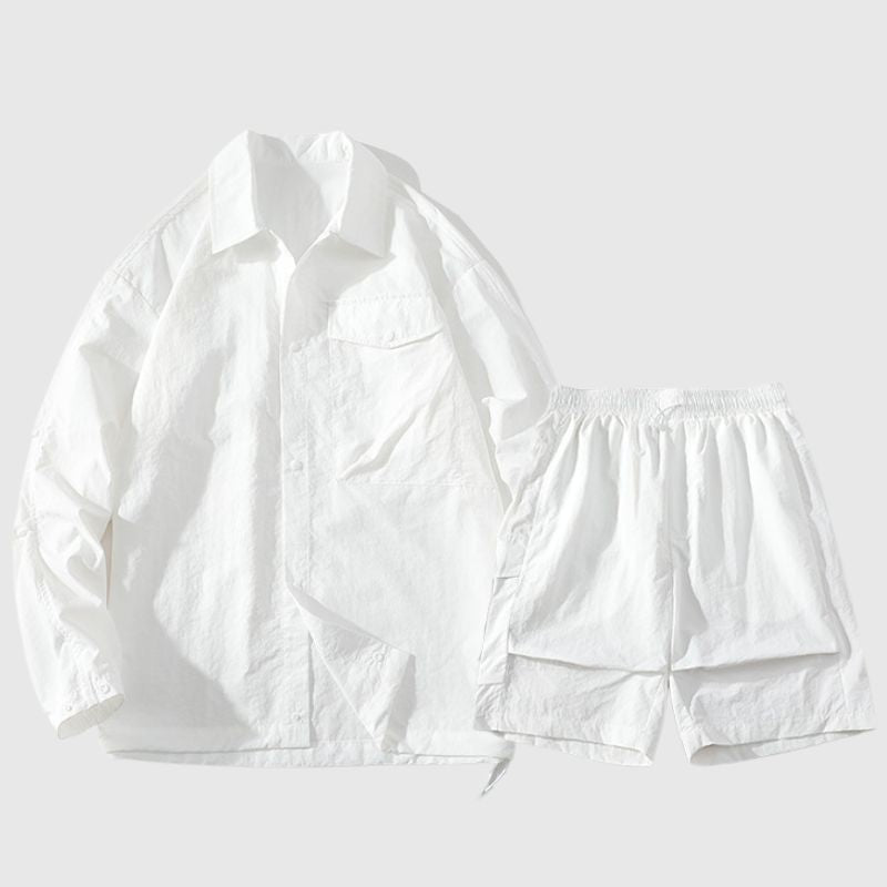 Solid Cargo Jacket Set Grey / XL